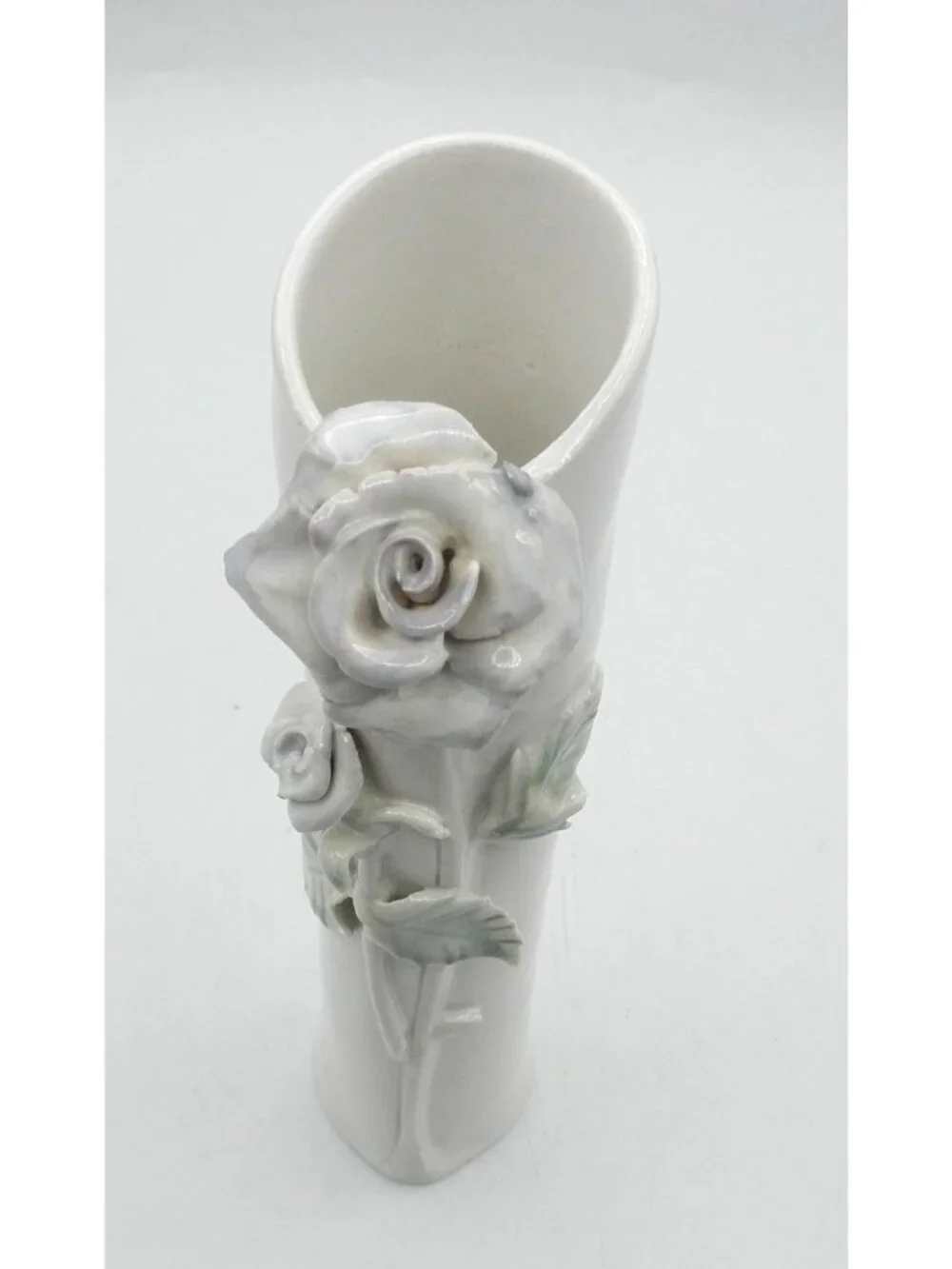 Studio Art Pottery Bud Vase Handmade Applied Flowers Vintage Signed